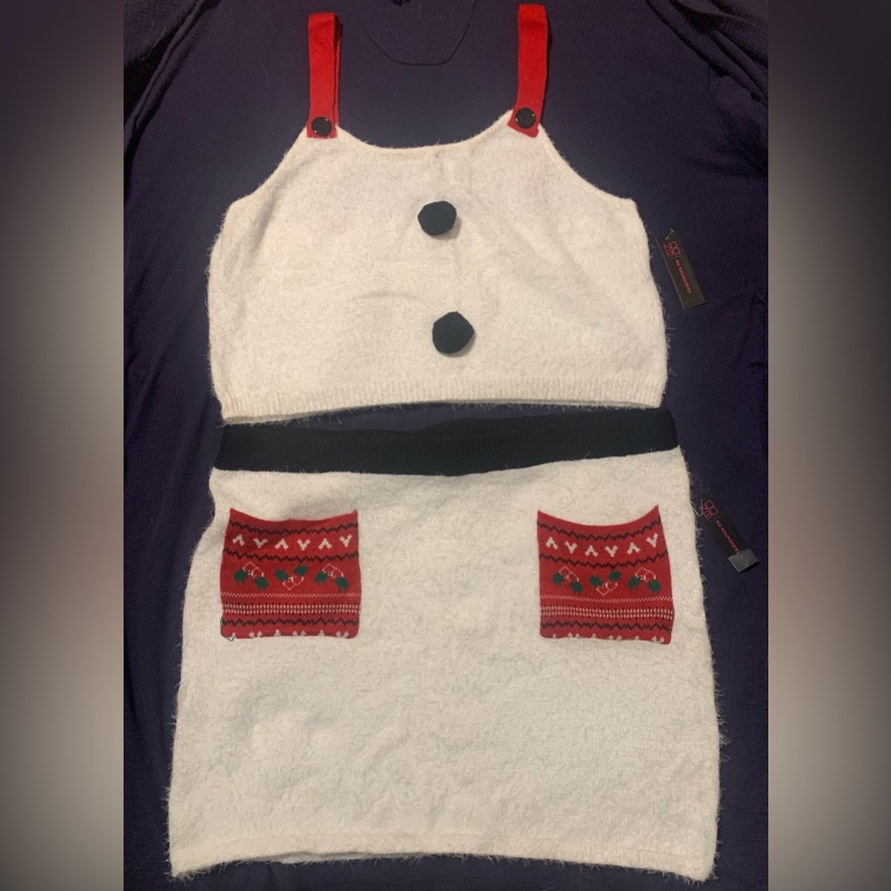 No Boundaries White and Red 2 Piece Matching Tank Top & Shirt so soft Brand New